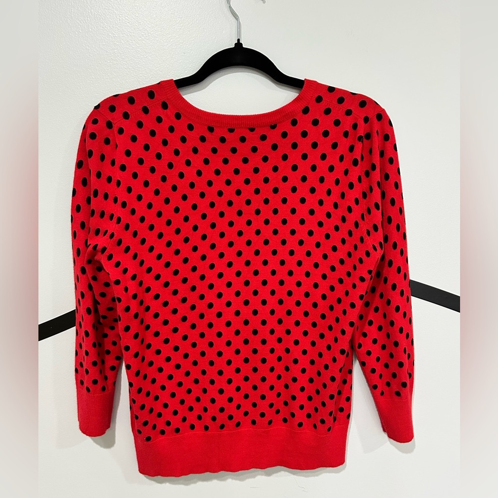M Red black Polka Dot cardigan - Picture 2 of 4